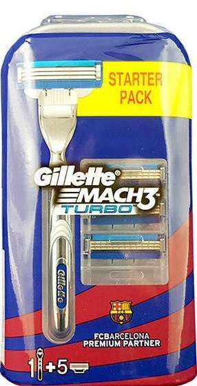 GILLETTE MACH 3 TURBO RĄCZKA + 5 SZT WKŁADY OSTRZA