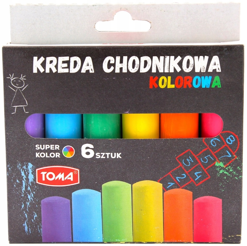 Kolorowa kreda chodnikowa 6 szt Toma OM-80101