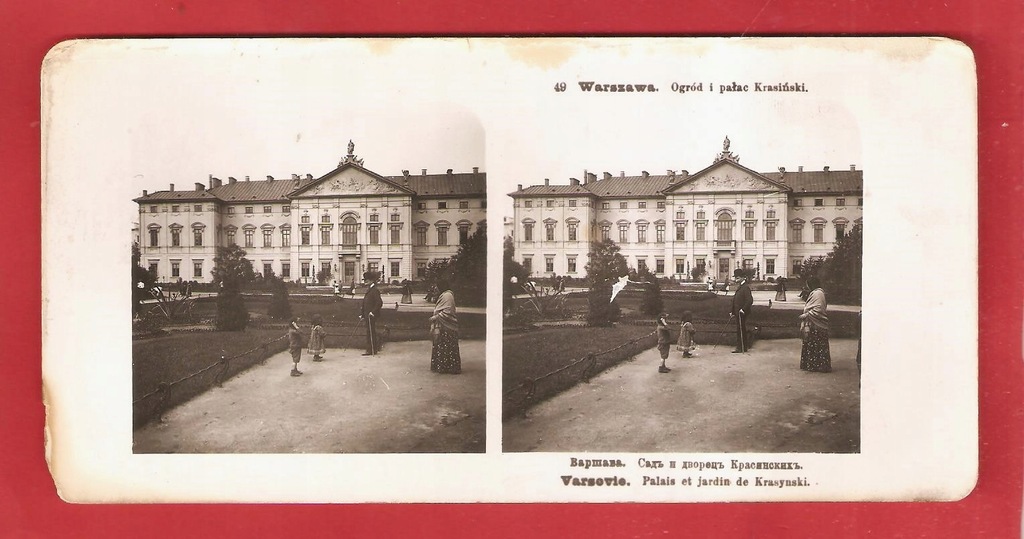 WARSZAWA Ogród i Pałac Krasińskich stereoskopia nr 49