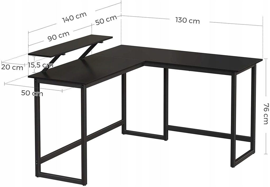 Купить Черный угловой письменный стол в стиле лофт с удлинением: отзывы, фото, характеристики в интерне-магазине Aredi.ru