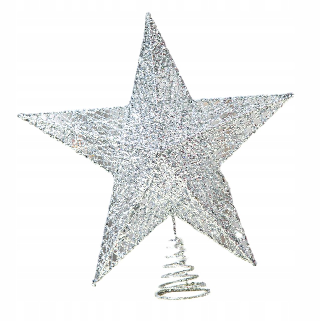 Christmas Tree Top Star Hanging Decoration Glittered Christmas Argent 25cm