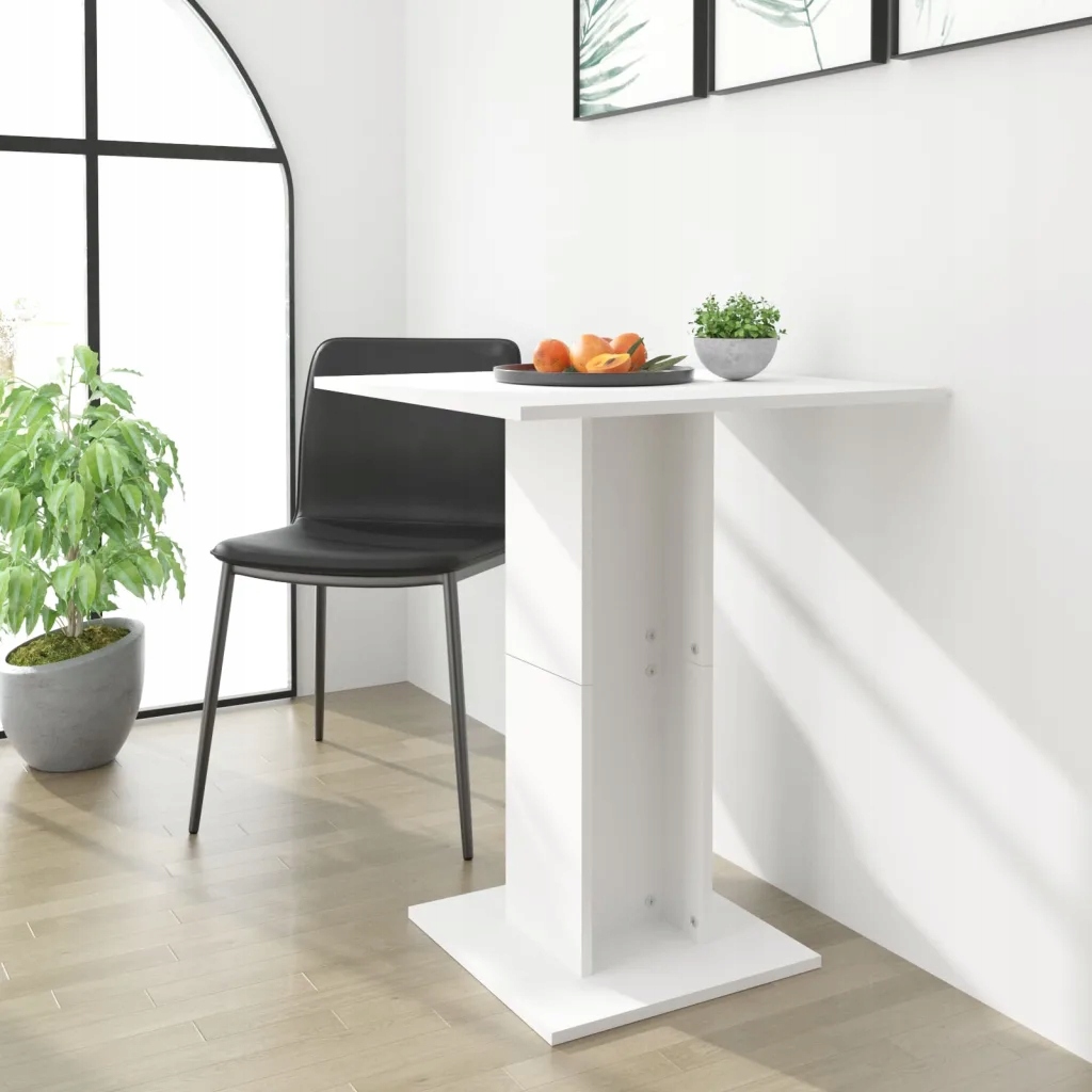 Stolik bistro, biały, 60x60x75 cm, materiał