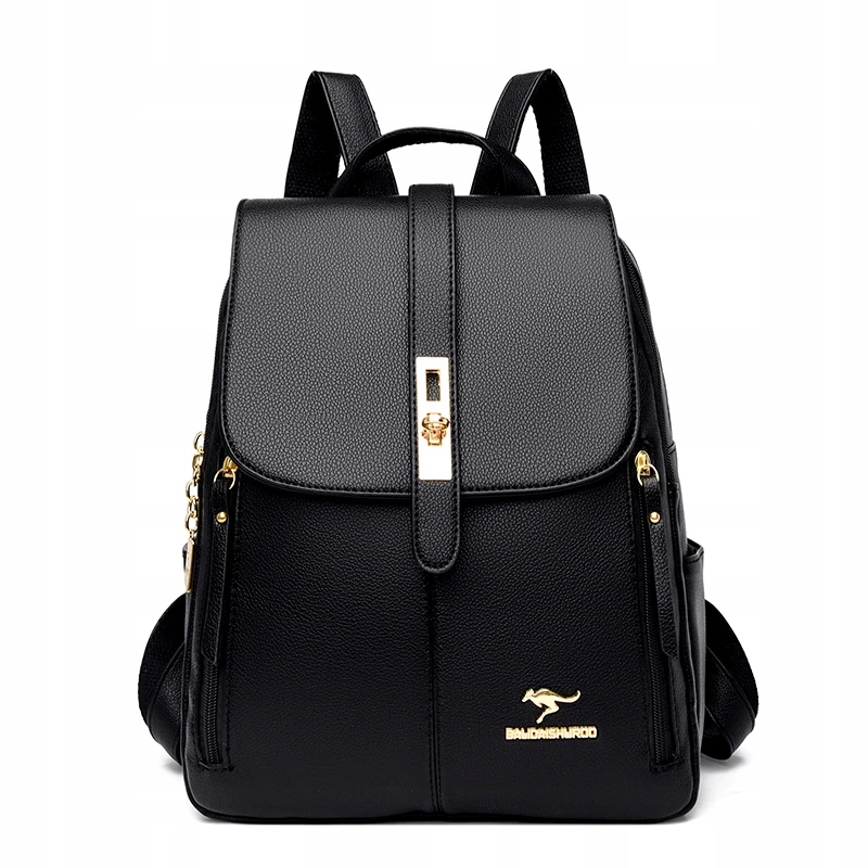 Luxury Women Leather Backpacks for Girls Sac A Dos Casual Daypack Black