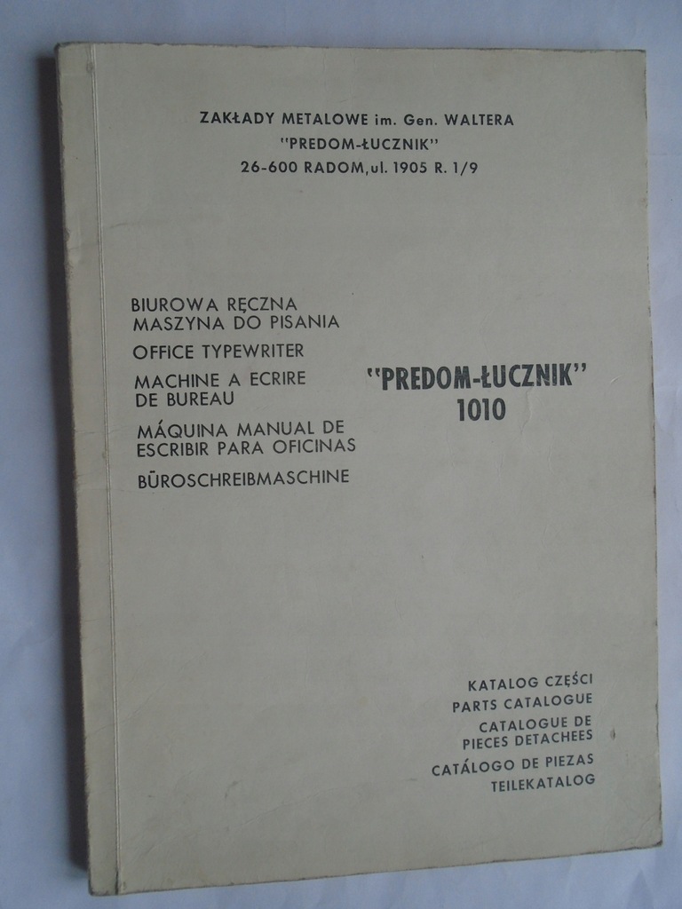 MASZYNA PISANIA ŁUCZNIK 1010 RADOM KATALOG CZĘŚCI