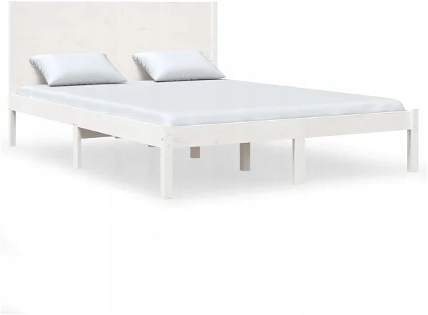 Biała rama łóżka z litego drewna 150 × 200 cm King Size, 3104159