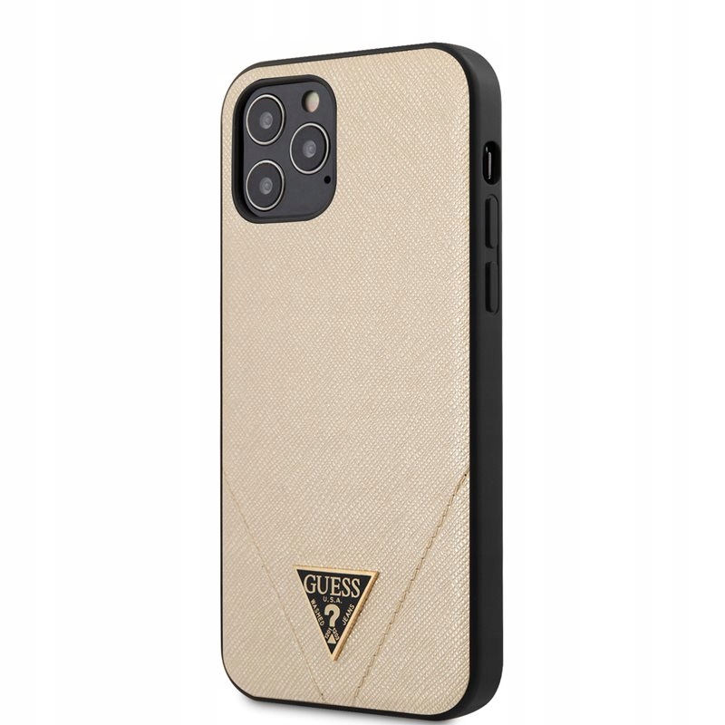 ETUI iPhone 12 / 12 Pro Guess Saffiano V złoty