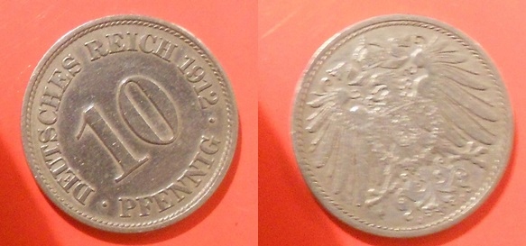 10 pfennig 1912 J Cesarstwo Niemieckie