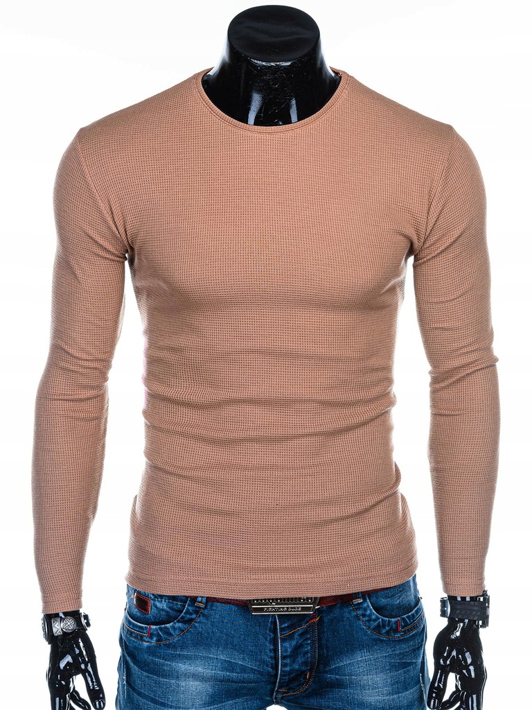 Sweter męski basic do jeansów 175E brązowy L