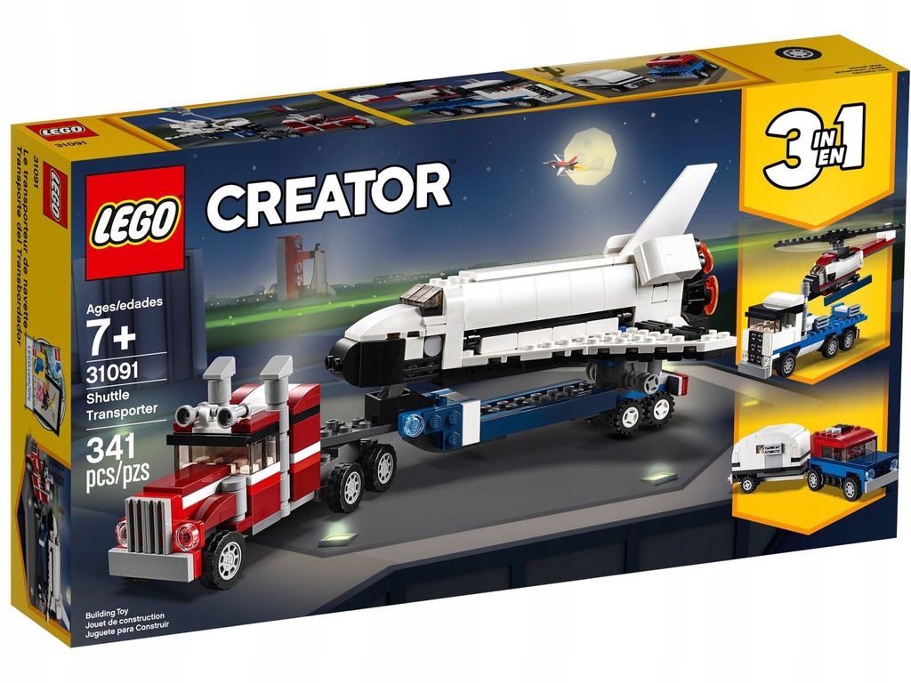 LEGO 31091 Creator 3w1 | Transporter Promu | Rakieta Helikopter Jeep