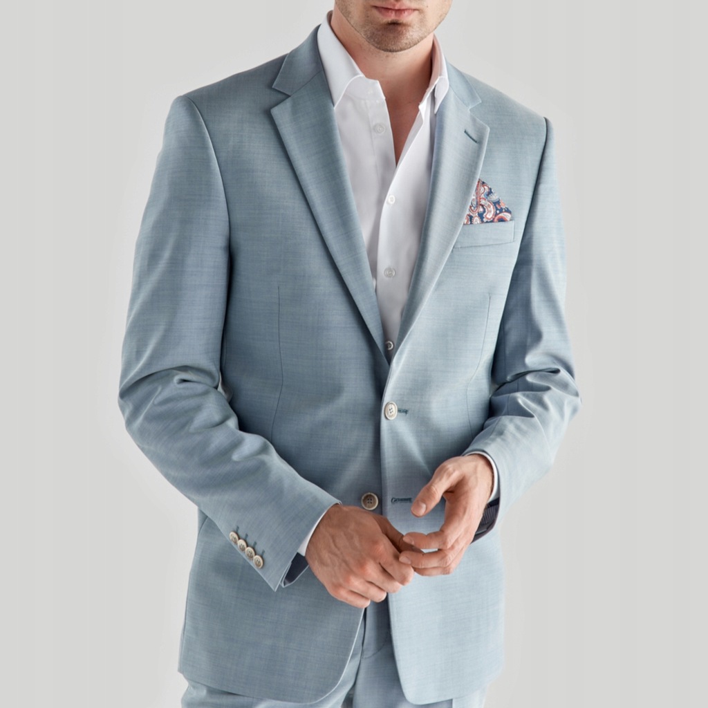 Błękitna męska marynarka garniturowa Slim Fit Ślub PAKO LORENTE roz. 54/188