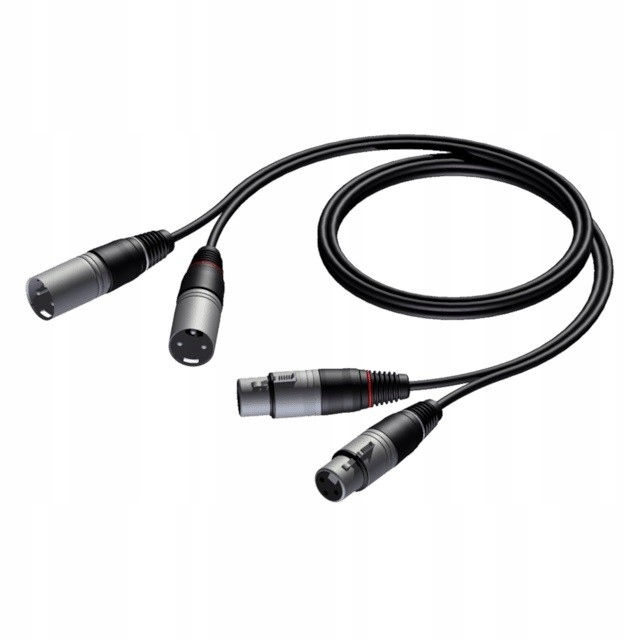 KABEL 2X XLR MĘSKI - 2X XLR ŻEŃSKI 1,5 M JAKOŚĆ