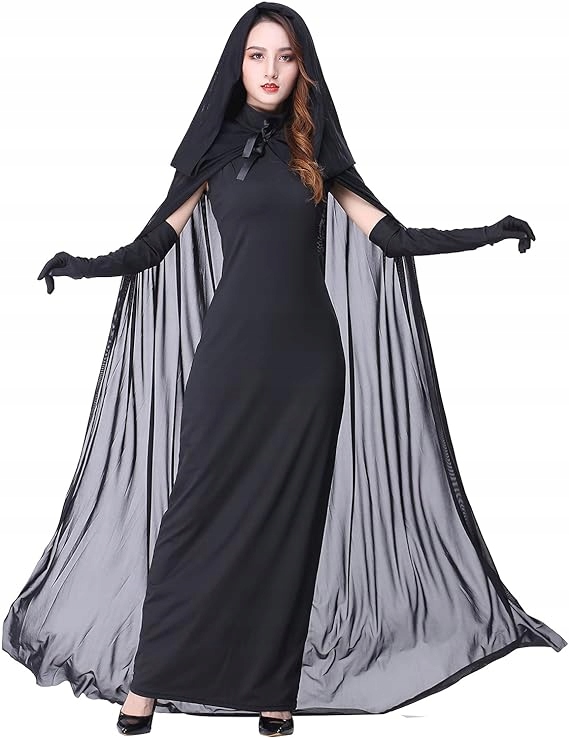 Czarny kostium panny młodej dla kobiet sukienka halloween przebranie strój