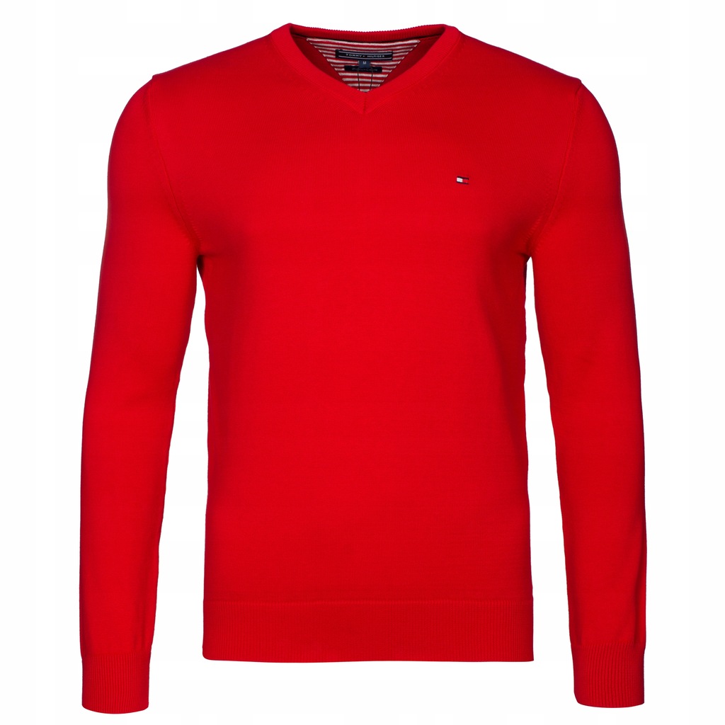 Sweter Tommy Hilfiger Czerwony V-nk rozmiar XXL