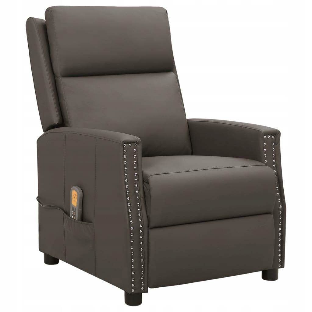 vidaXL Rozkładany fotel masujący, szary, sztuczna