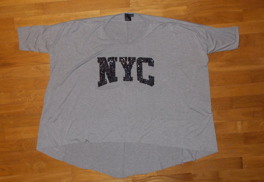 sukienka T-shirt ASOS szara oversieze napis NYC 52