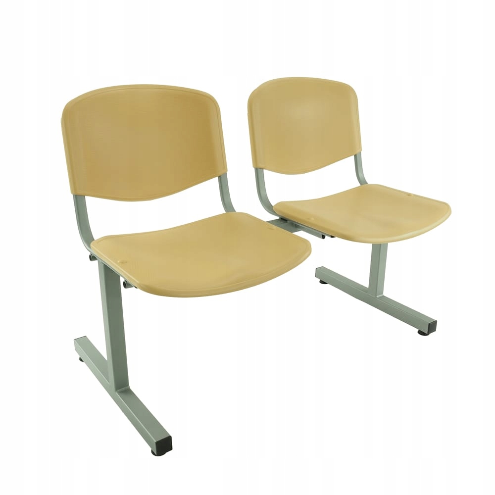 Ławka 2-os ISO - plastik beżowy | stelaż szary