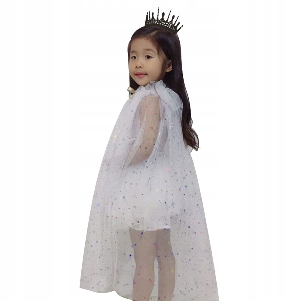 Kolorowe 130 cm Girls Glitter Star Design Cape Fas