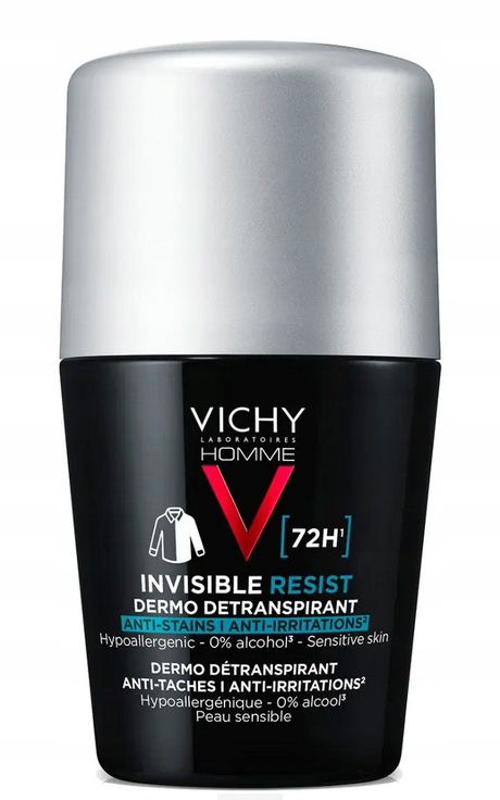 VICHY HOMME INVISIBLE RESIST Antyperspirant przeciw śladom 72h 50 ml