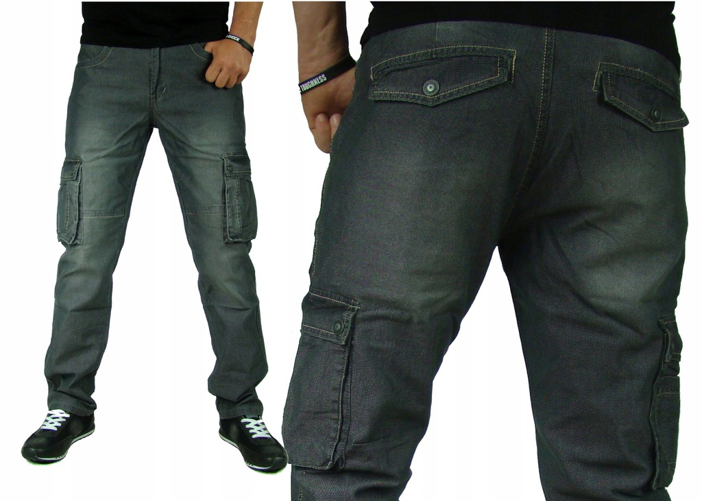 30 pas 78cm Bojówka Jeans Szara Cargo Grey-495