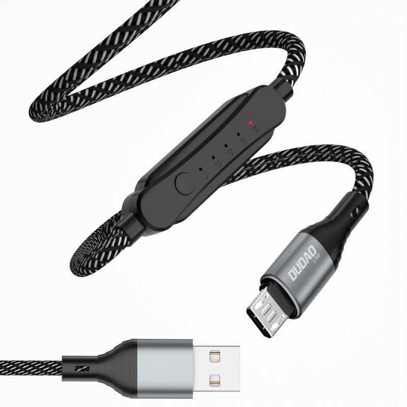 Kabel z timerem Dudao L7xsM USB-A / microUSB 5A 1m czarny