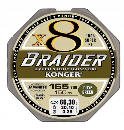 Konger Plecionka Braider X8 0.14mm/150m - Green
