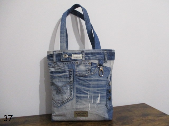 Torebka torba jeansowa dżinsowa shopper handmade boho vintage Arigato