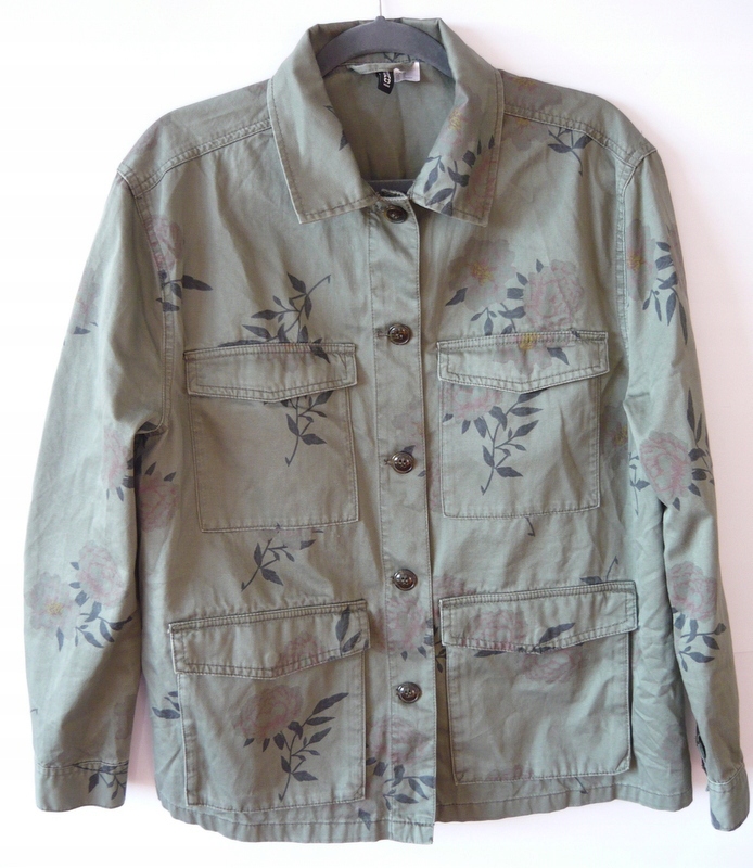 190*H&M*kurteczka katanka khaki kwiaty*42