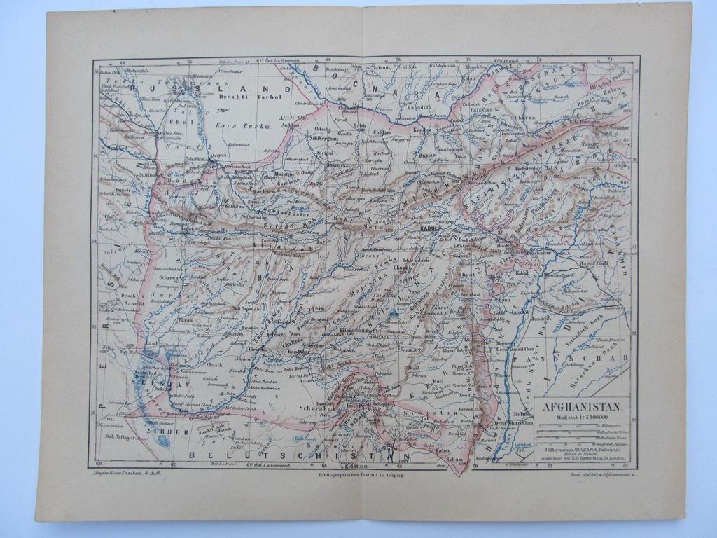 AZJA AFGANISTAN mapa 1889 r.