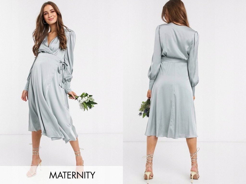 TFNC Maternity Satynowa Sukienka Midi S/36