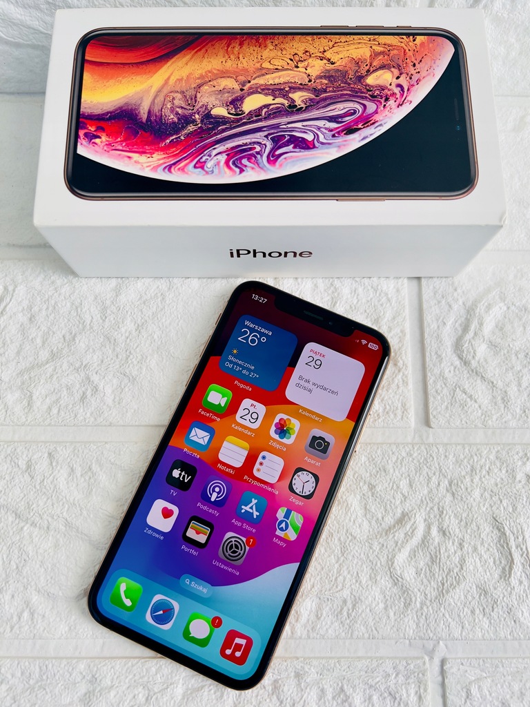 ORYGINALNY APPLE iPhone XS 64 GB ZŁOTY IOS 17.0.2 BARDZO DOBRY STAN Z iSpot