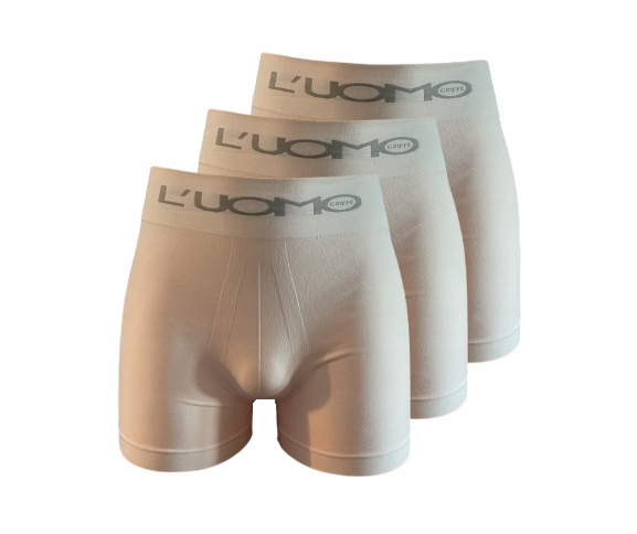 3-Pak Majtek Męskich L'UOMO Białe Mikrofibra L/XL