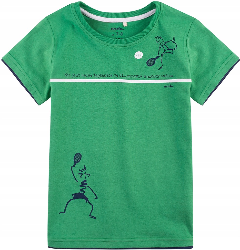 T-shirt bluzka zielona z tenisem Endo r.128