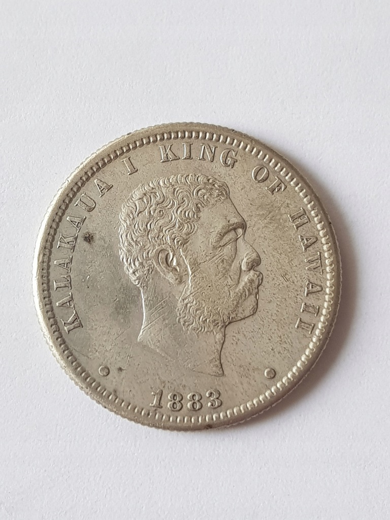 moneta srebrna hawaje 1/4 dolar 1883