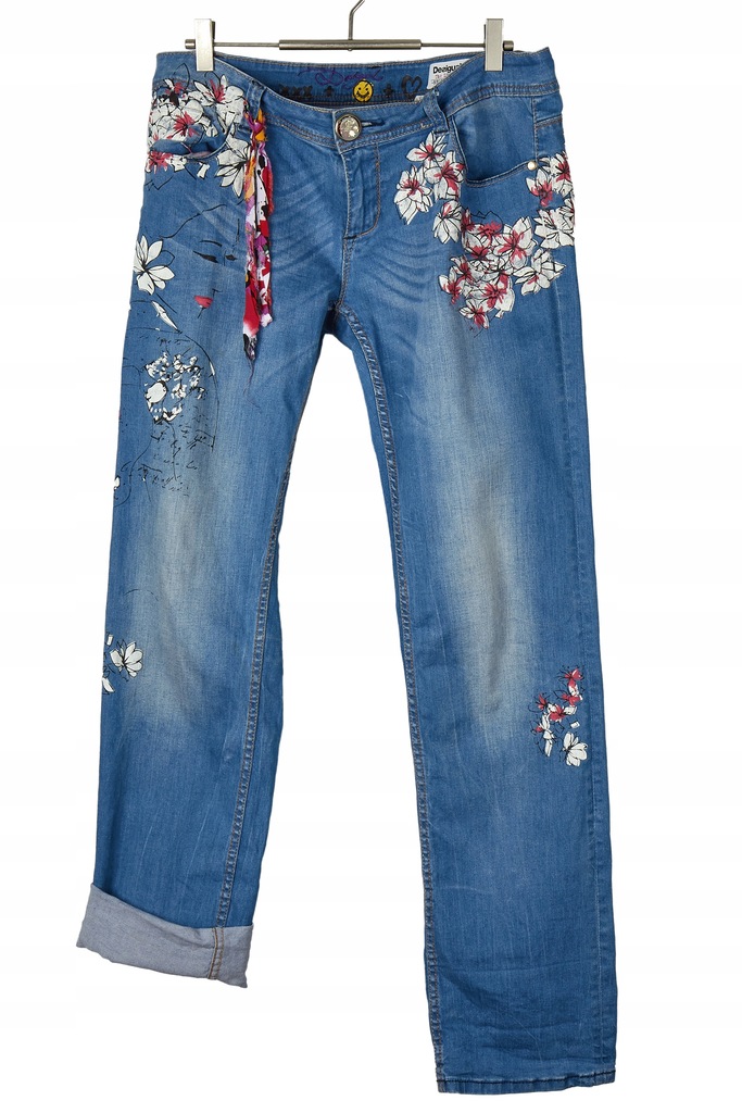 DESIGUAL - unikatowe spodnie jeans - 34/34