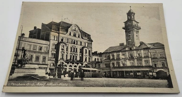Pocztówka – Teschen O.-S., Adolf Hitler-Platz – Cieszyn, Rynek