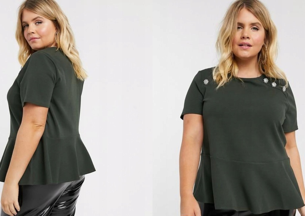 RIVER ISLAND PLUS ZDOBIONY TOP Z BASKINKĄ 4XL