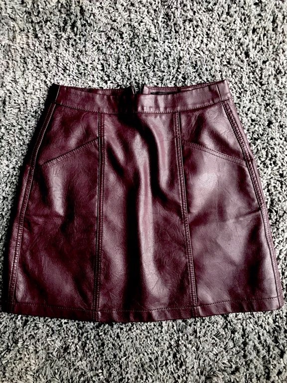 New look mini skorzana bordo wysoki stan 6 S 36