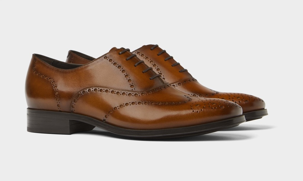 ZARA męskie buty pantofle brogsy brązowe oxford 42