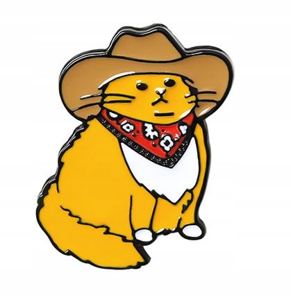 Przypinka śmieszna broszka pin kot kowboj kotek
