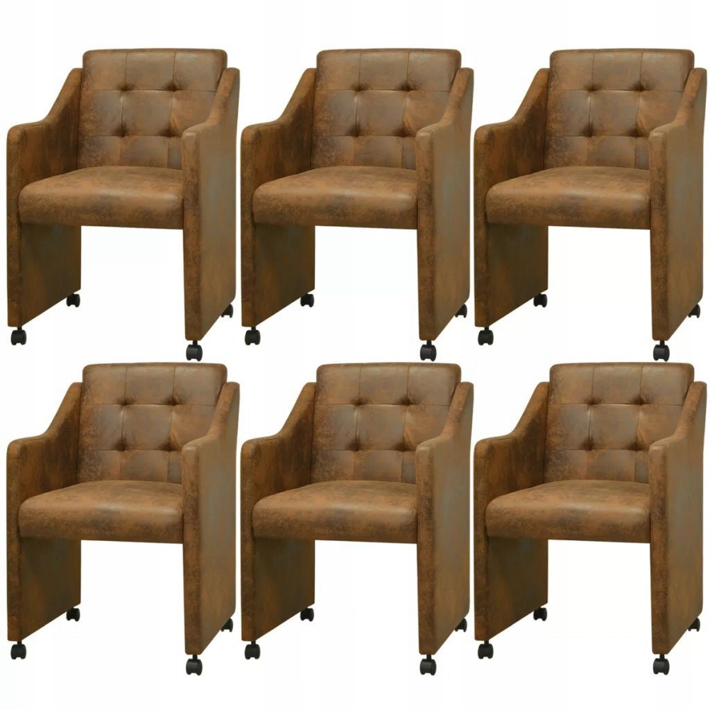 Krzesła do jadalni z brązową eko skórą 6 szt. 59x5