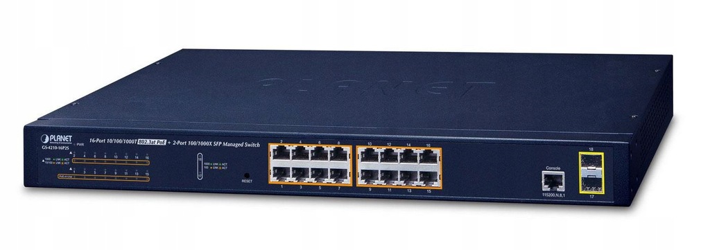 Planet IPv6/IPv4, 16-Port Managed, GS-4210-16P2S