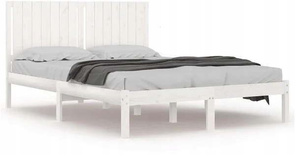 Biała rama łóżka z litego drewna 150 × 200 cm King Size, 3104419