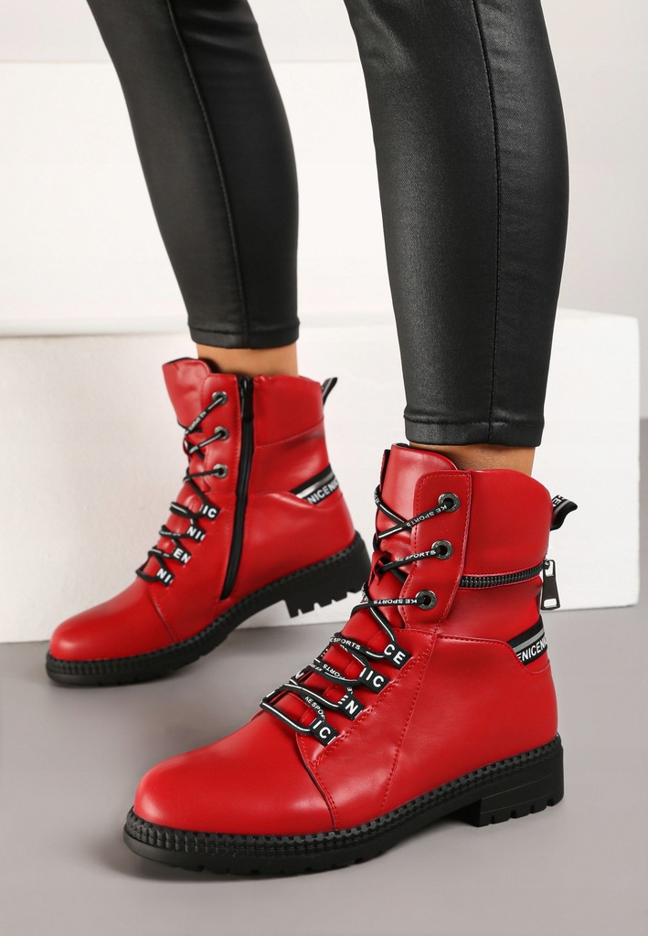 Born2Be Czerwone Botki damskie 38 Ekoskóra