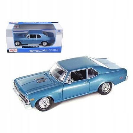 Modele metalowy Chevy Nova SS 1970 niebieski 1:24