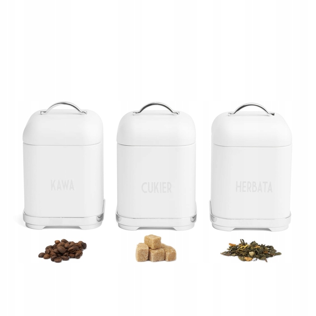 Pojemniki Kuchenne Na Kawę Herbatę Cukier Biały