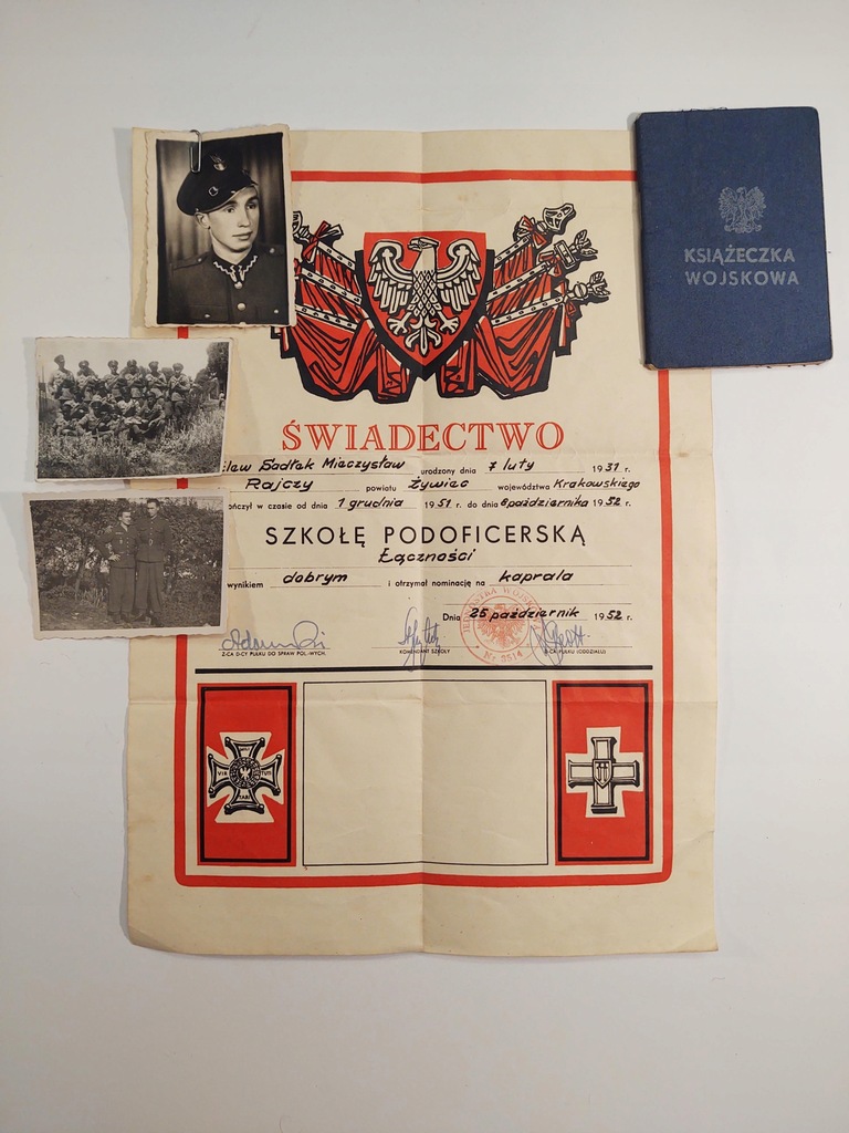 Świadectwo Ukończenia Szkoły Podoficerskiej, 1952r