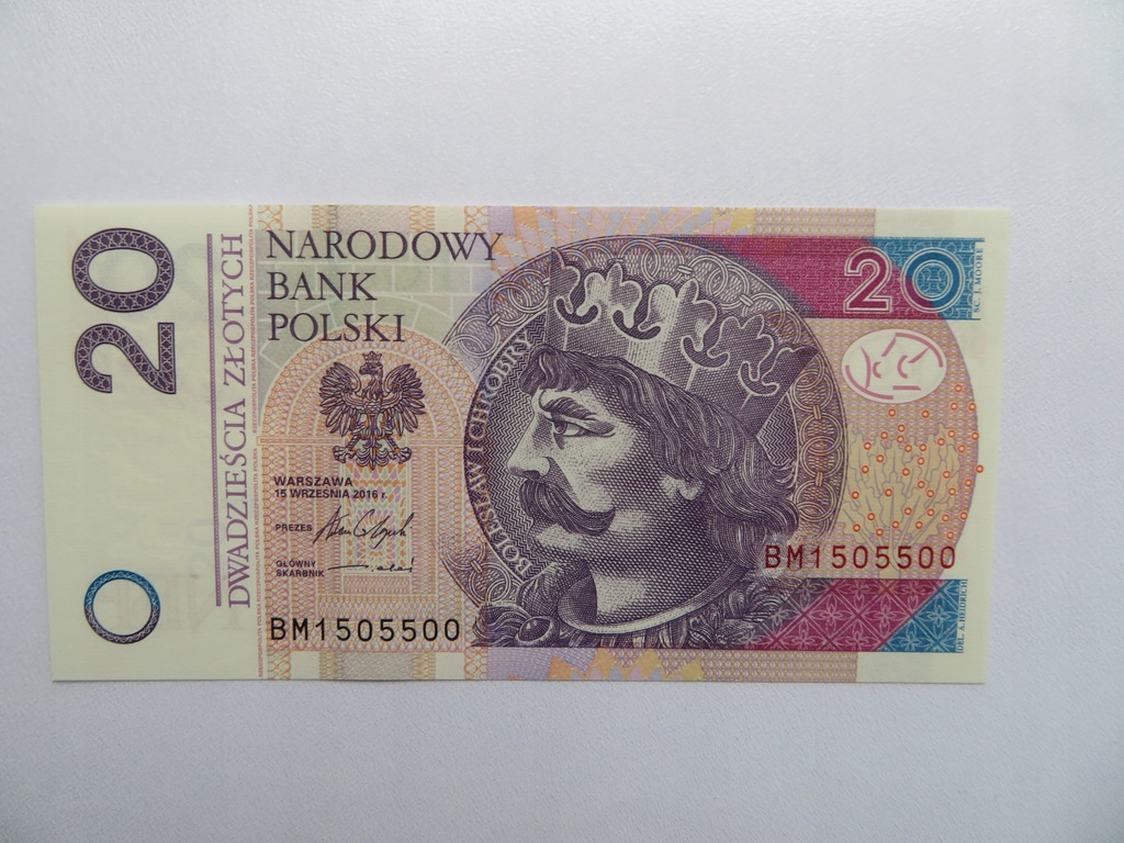 banknot - 20 zł 2016, ciekawy numer BM1505500