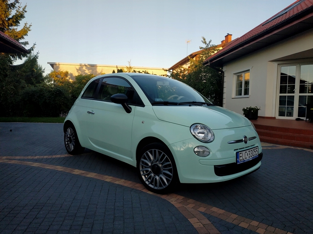 Miętowy FIAT 500 stan idealny Salon Polska 7655670302