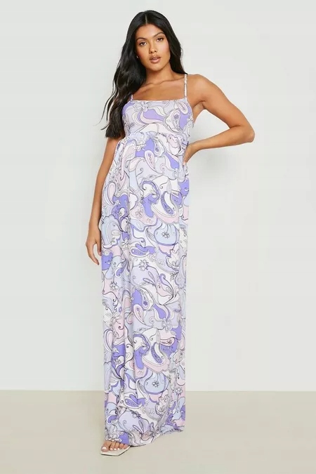 BOOHOO MATERNITY WZORZYSTA SUKIENKA MAXI L