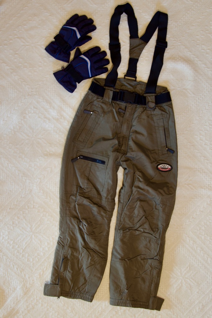 Spodnie zimowe narciarskie khaki r. 134
